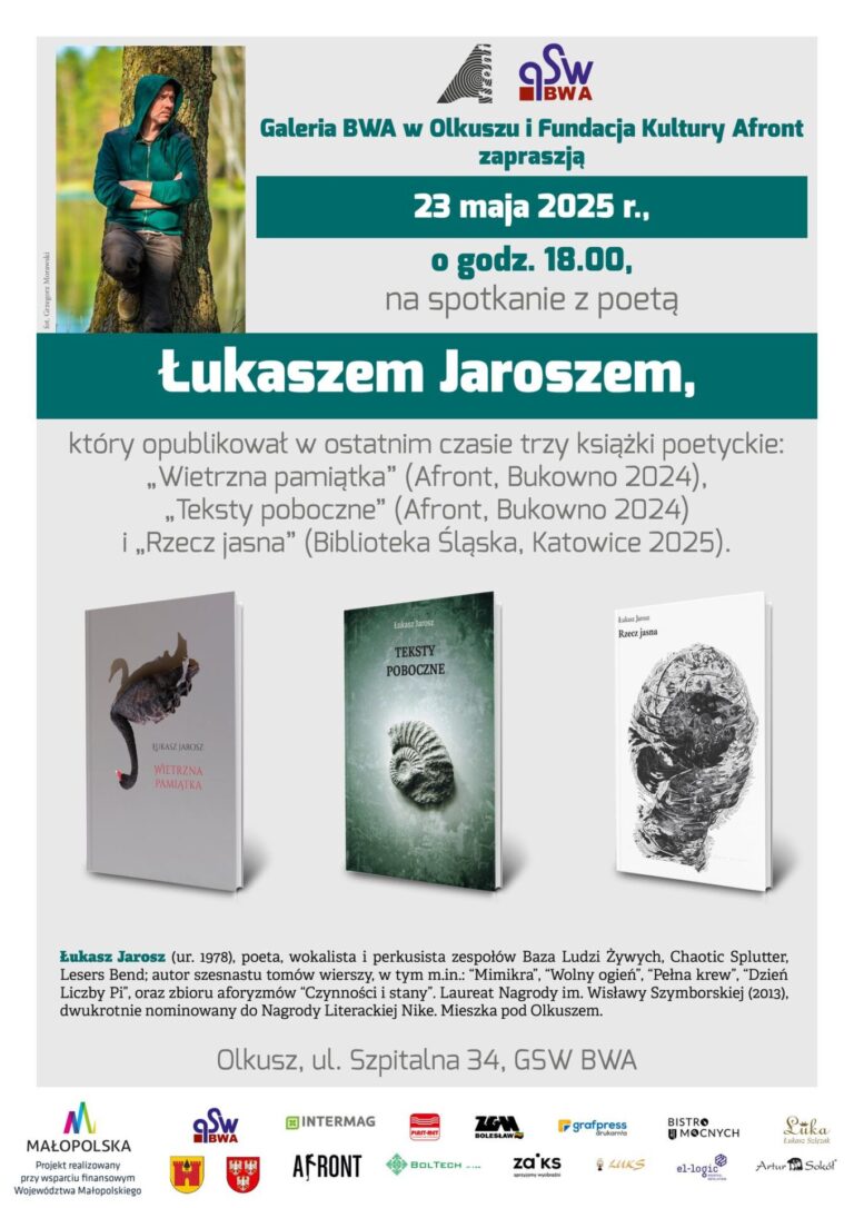 Zapraszamy na spotkanie autorskie z poetą Łukaszem Jaroszem